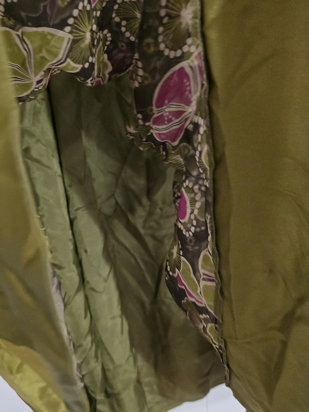 Y2K Maggy London 100% Silk Floral Shift Dress Size 12 Green, Vintage Sleeveless - Picture 8 of 11